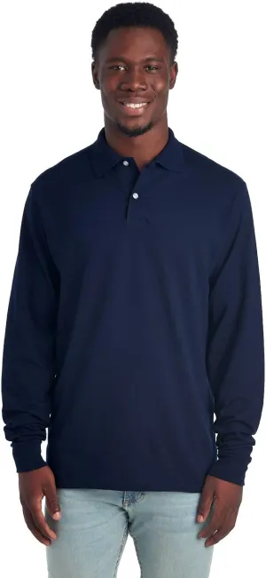 Jerzees Men's Long Sleeve Polo Shirts, Cotton Blend, Two Button Closure, Regular Fit, Sizes S-2x