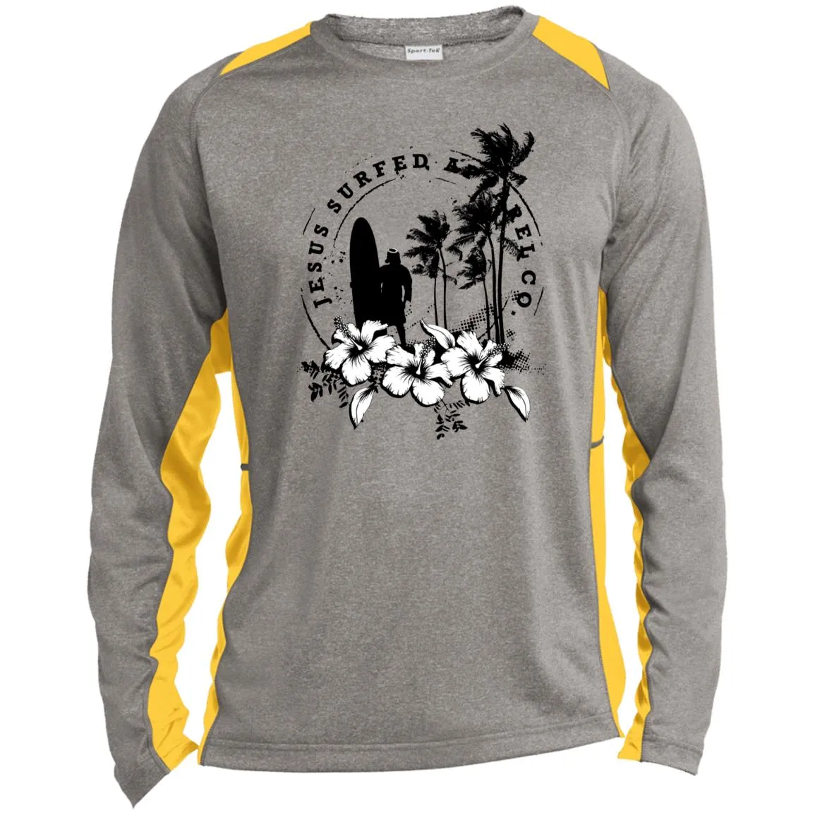 Jesus Surfed Apparel - Men's Long Sleeve Heather Colorblock Performance Shirt