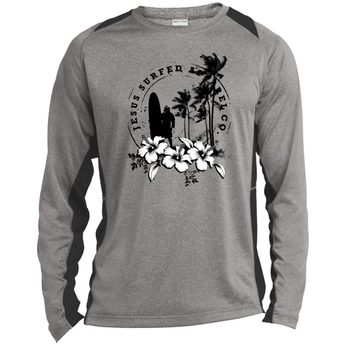 Jesus Surfed Apparel - Men's Long Sleeve Heather Colorblock Performance Shirt