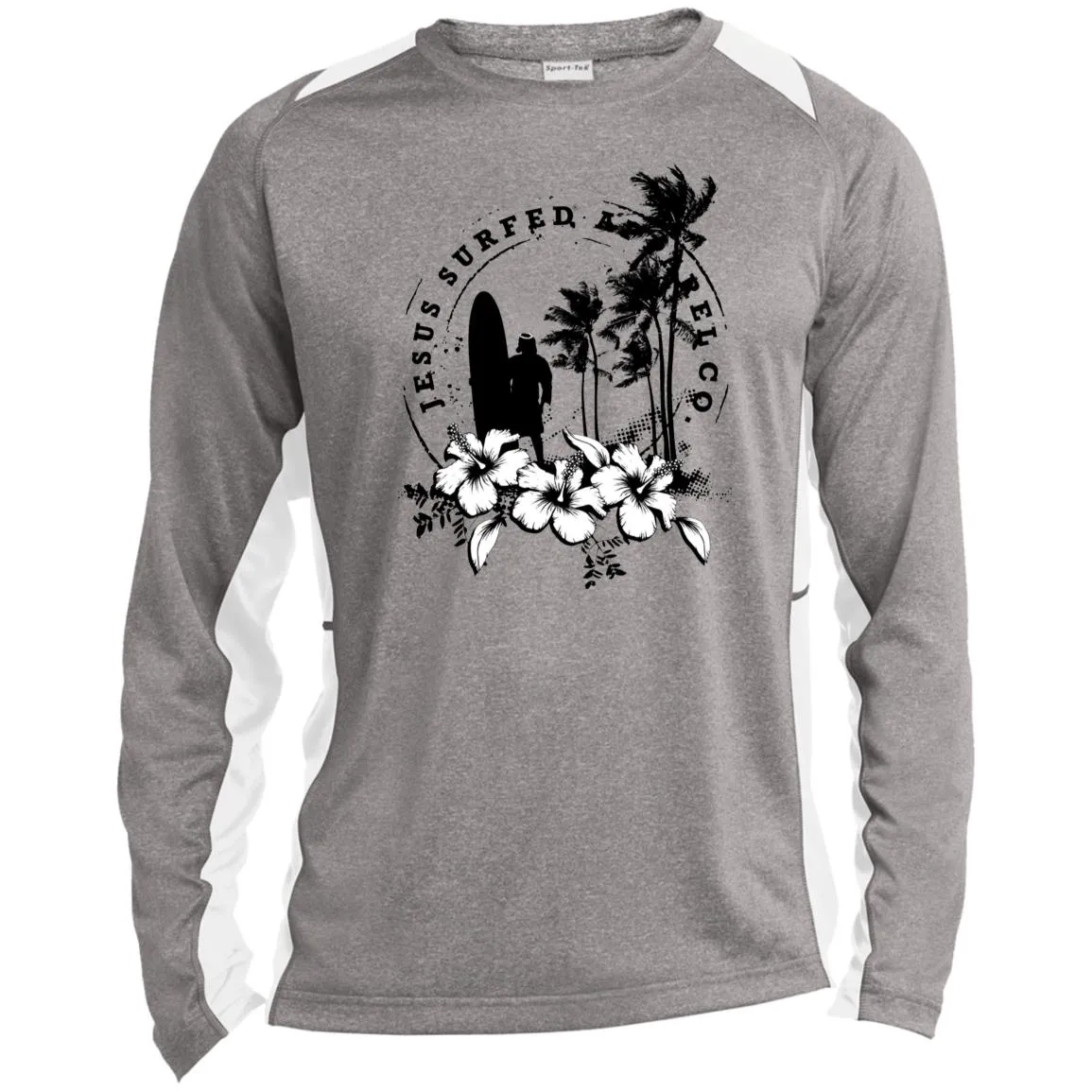 Jesus Surfed Apparel - Men's Long Sleeve Heather Colorblock Performance Shirt