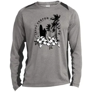 Jesus Surfed Apparel - Men's Long Sleeve Heather Colorblock Performance Shirt