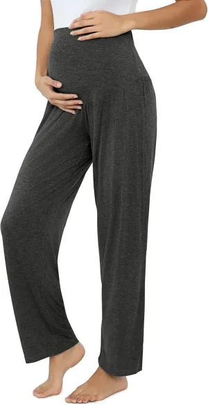 Joyaria Maternity Pants Summer Pregnancy Pants Wide Leg for Work Loose Lounge Pants Over The Belly Stretchy Sweatpants