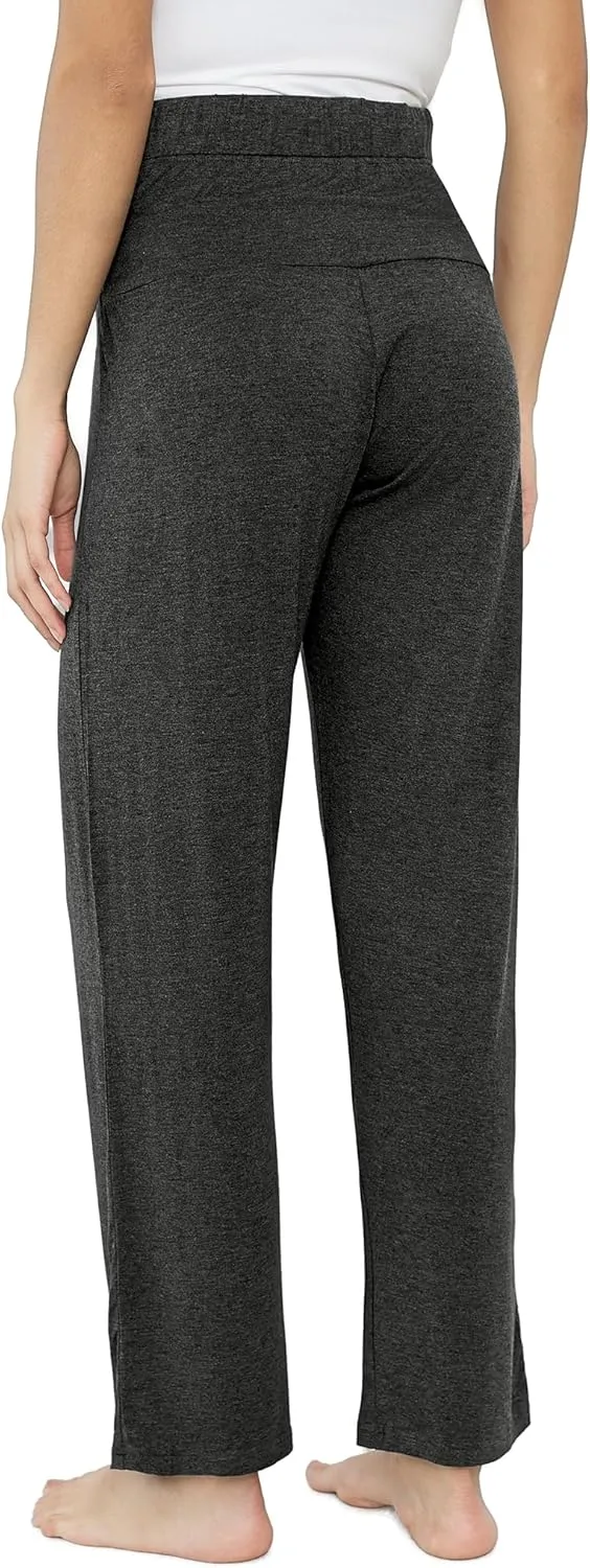 Joyaria Maternity Pants Summer Pregnancy Pants Wide Leg for Work Loose Lounge Pants Over The Belly Stretchy Sweatpants