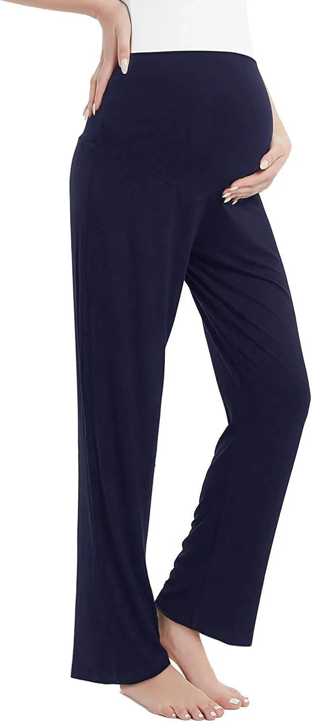 Joyaria Maternity Pants Summer Pregnancy Pants Wide Leg for Work Loose Lounge Pants Over The Belly Stretchy Sweatpants