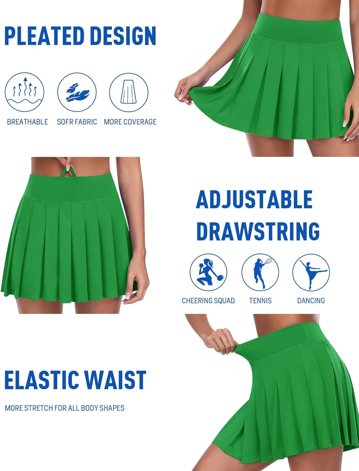 JoyGirl Womens Pleated Skirt with Shorts Tennis Skirt School Uniform Skirt Mini Skater Skirts Skorts with Pockets