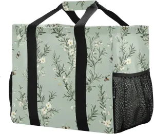 JUNZAN Rosemary Sage Utility Bag Foldable Beach Bag Water Resistant Reusable Bags For Groceries Canvas Laundry Bag Travel