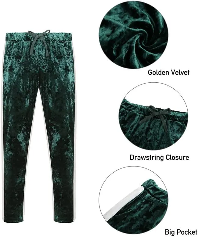 KISSQIQI Velour Tracksuit Mens 2 Piece Velvet Zipper Jacket Drawtsring Waistband Sweatpants Sweatsuits Set Casual Outfits