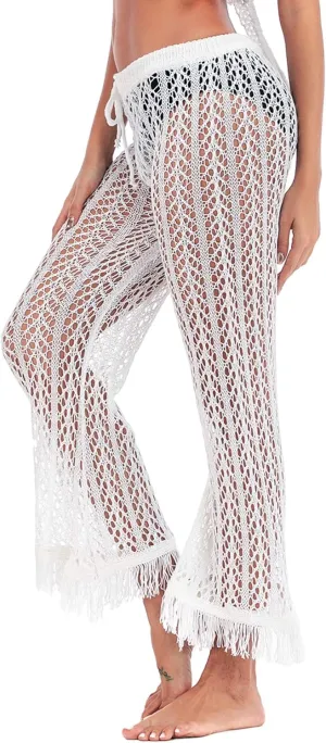 Kistore Womens Crochet Net Hollow Out Beach Pants Sexy Swimsuit Cover Up Pants
