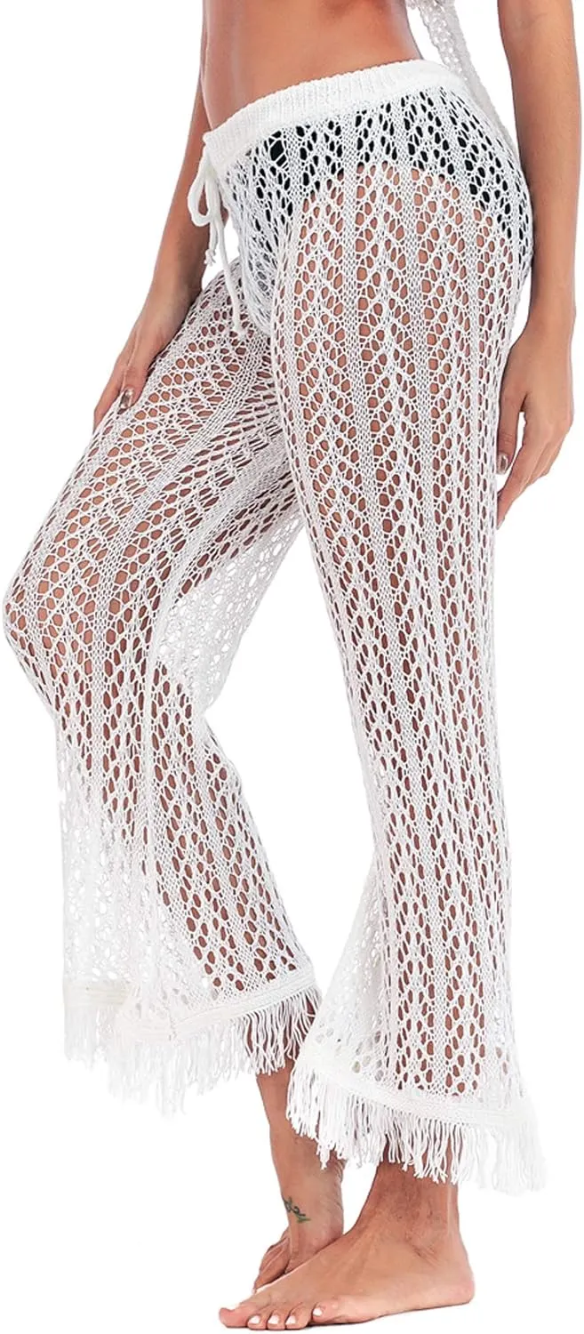 Kistore Womens Crochet Net Hollow Out Beach Pants Sexy Swimsuit Cover Up Pants