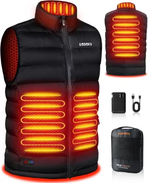 KODOKU Men's Heated Vest with Battery Pack Included 7.4V, 2024 Upgrade Heating Wire, Electric Warm Vest for Winter Hiking