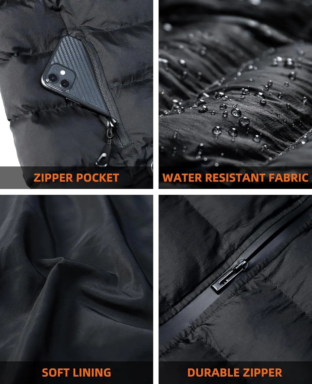 KODOKU Men's Heated Vest with Battery Pack Included 7.4V, 2024 Upgrade Heating Wire, Electric Warm Vest for Winter Hiking