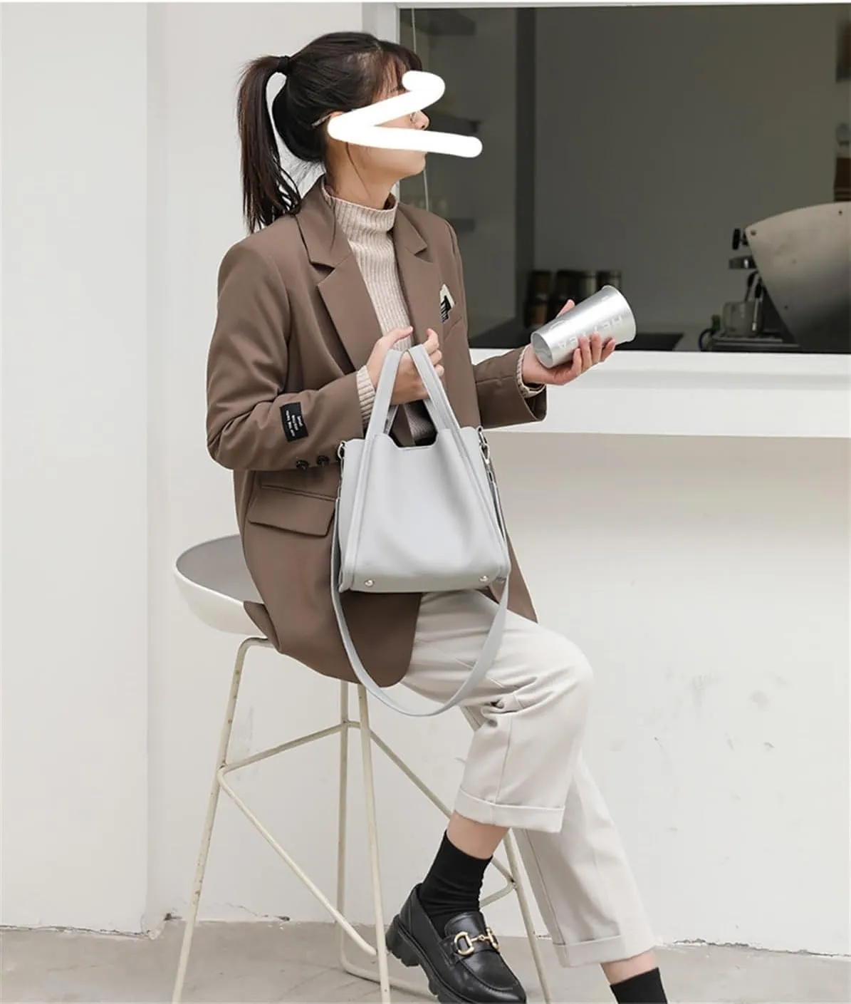 Ladies handbag soft leather bucket bag shoulder crossbody bag