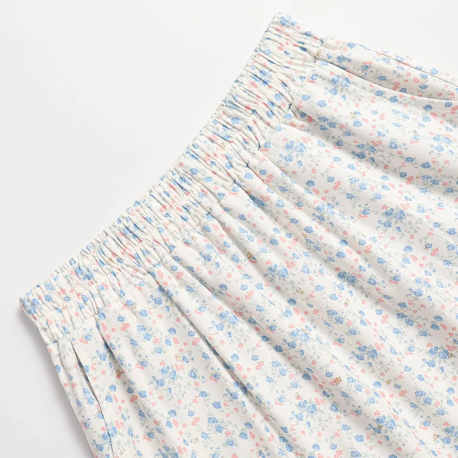 Ladies' High-Waisted Printed Skirt with Elastic Waist and Pleated Skirt in Spring Summer Autumn and Winter