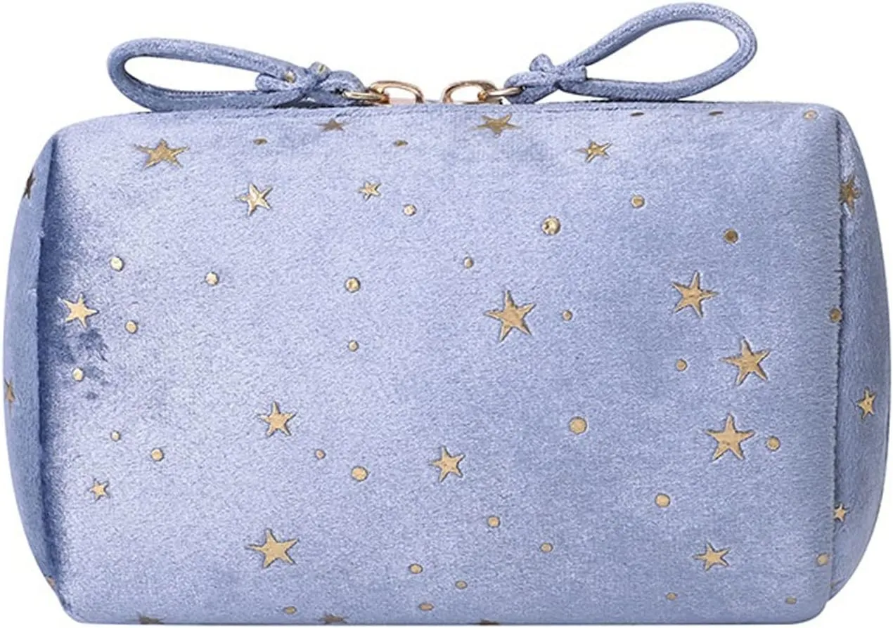 Ladies Toiletry Makeup Soft Lipstick Organiser Portable Beauty Cosmetic Bag (Blue)