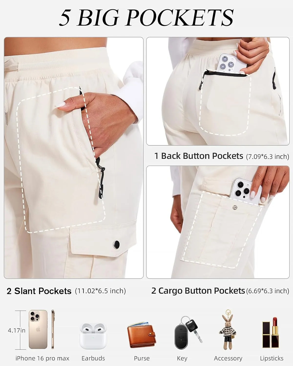 LadyJoy Cargo Pants Women Hiking Cargo Joggers for Women Lightweight Scrub Summer Pants with Pockets Golf Travel