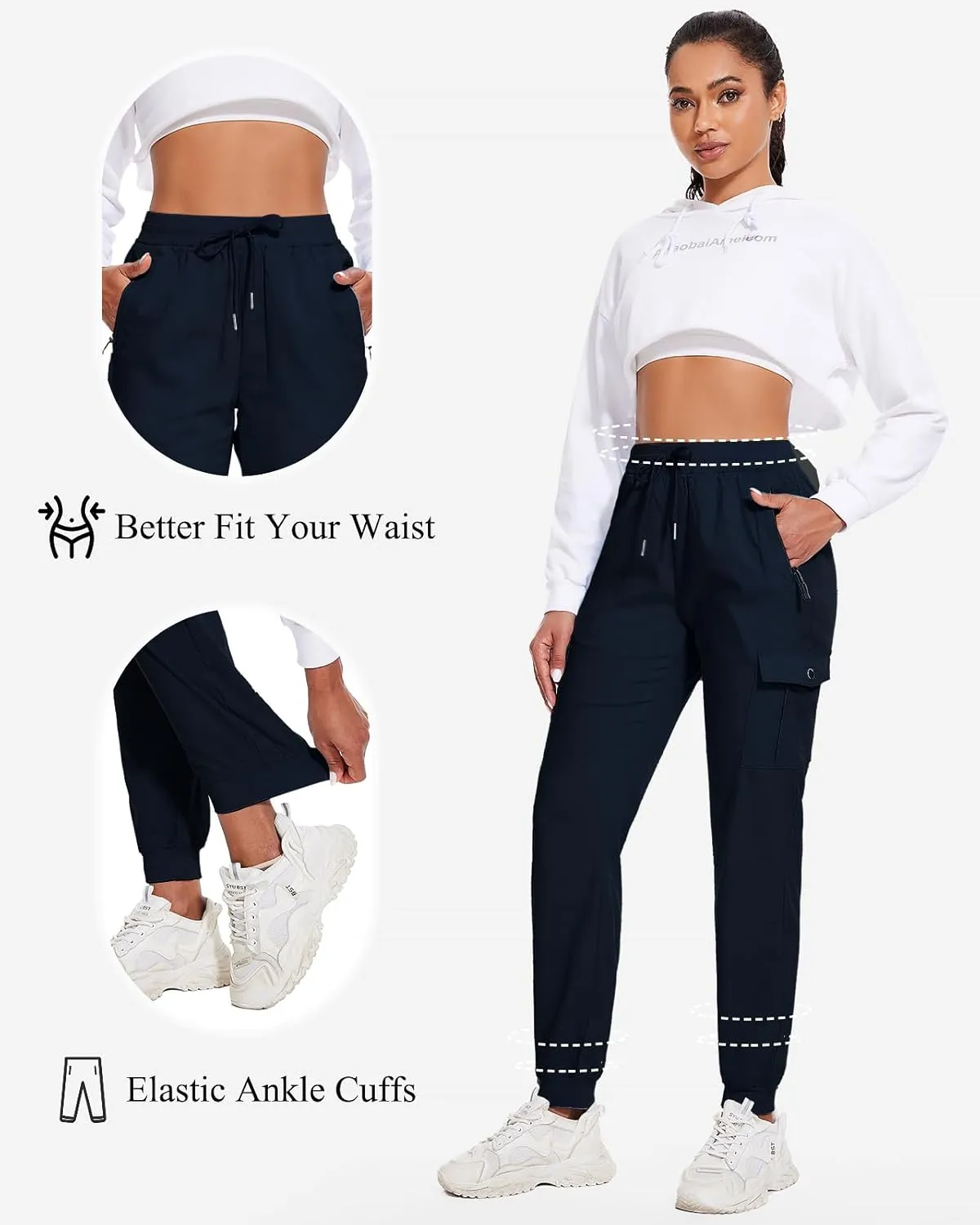 LadyJoy Cargo Pants Women Hiking Cargo Joggers for Women Lightweight Scrub Summer Pants with Pockets Golf Travel