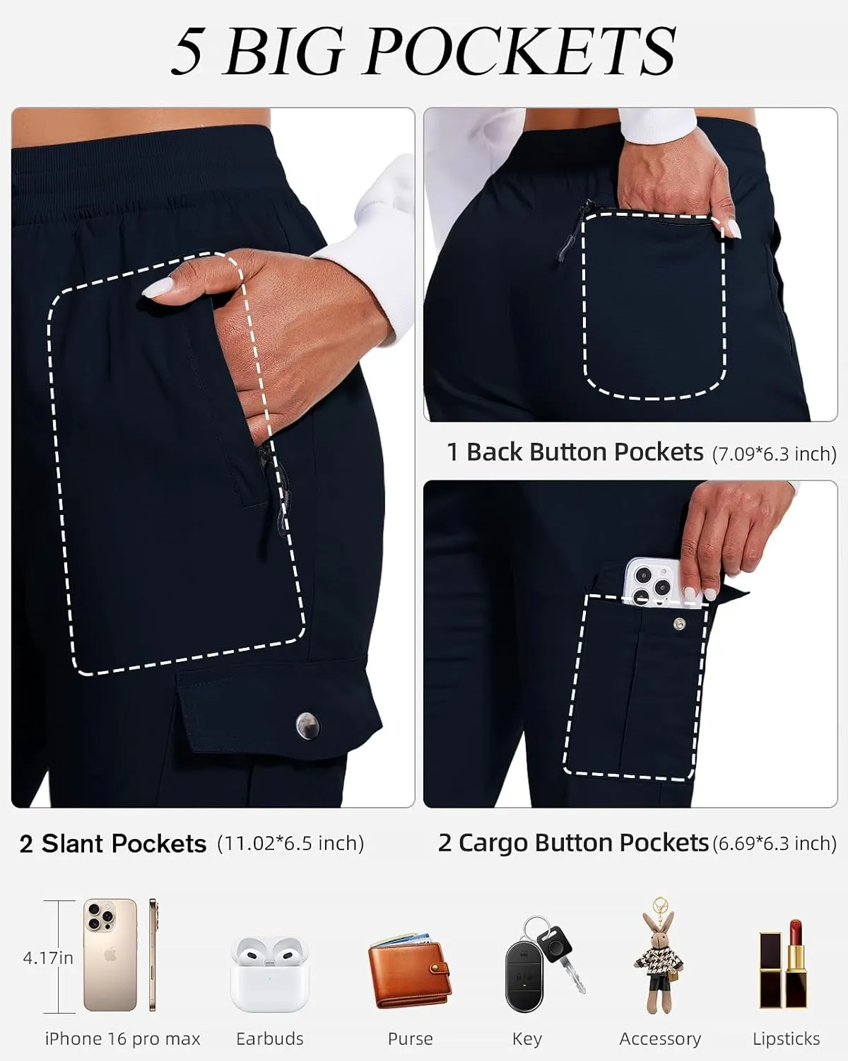 LadyJoy Cargo Pants Women Hiking Cargo Joggers for Women Lightweight Scrub Summer Pants with Pockets Golf Travel