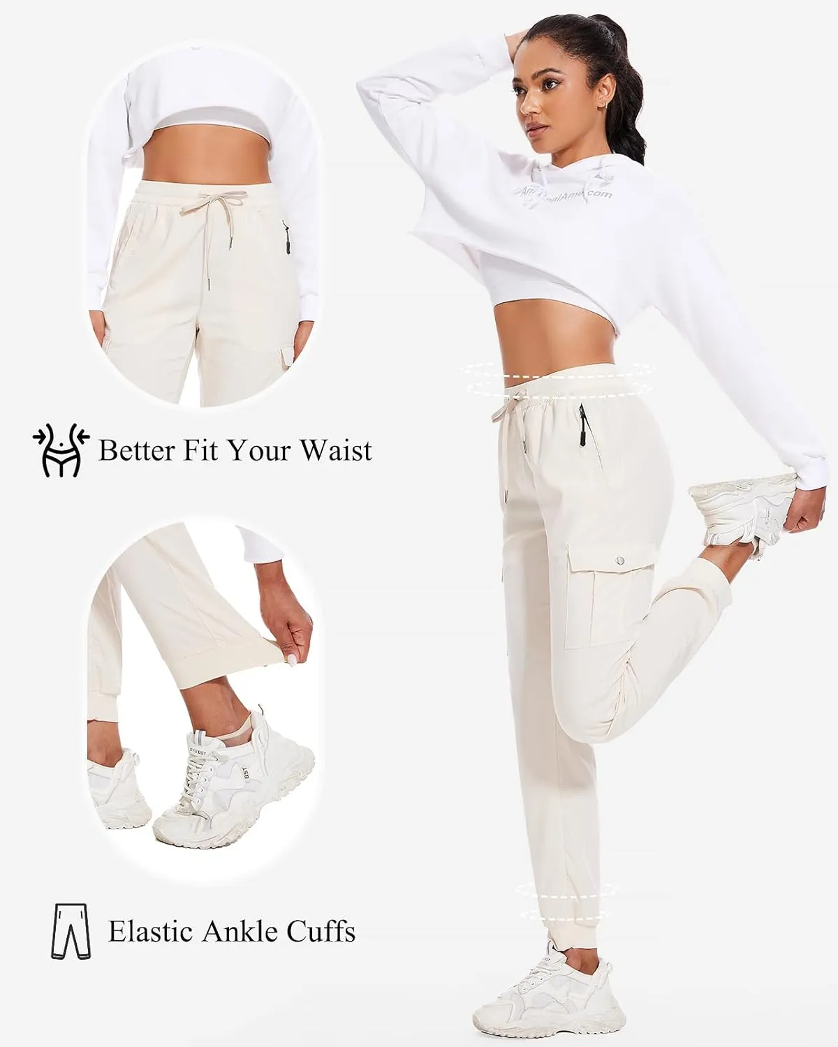 LadyJoy Cargo Pants Women Hiking Cargo Joggers for Women Lightweight Scrub Summer Pants with Pockets Golf Travel
