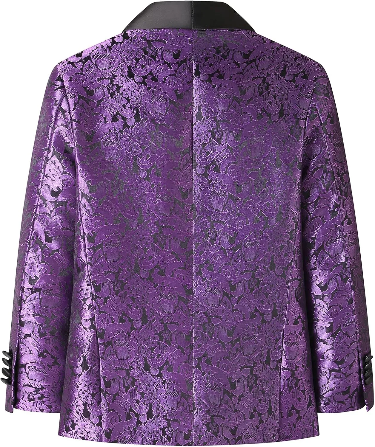 Lamgool Boys Suit 3 Pieces Slim Fit Tuxedo Formal Set with Floral Jacquard Jacket Pant Vest for Wedding Prom Party Size 4-16Y
