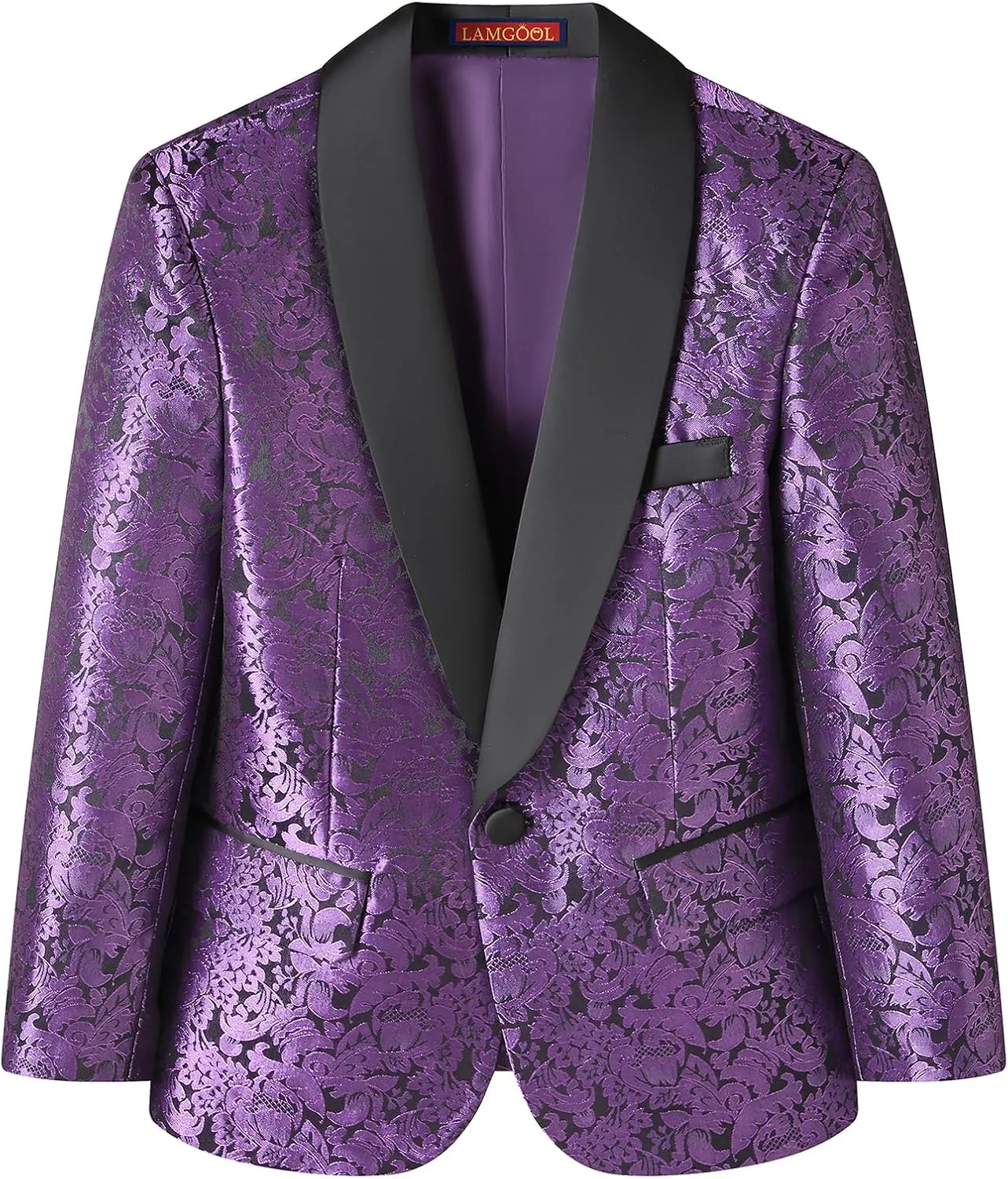 Lamgool Boys Suit 3 Pieces Slim Fit Tuxedo Formal Set with Floral Jacquard Jacket Pant Vest for Wedding Prom Party Size 4-16Y