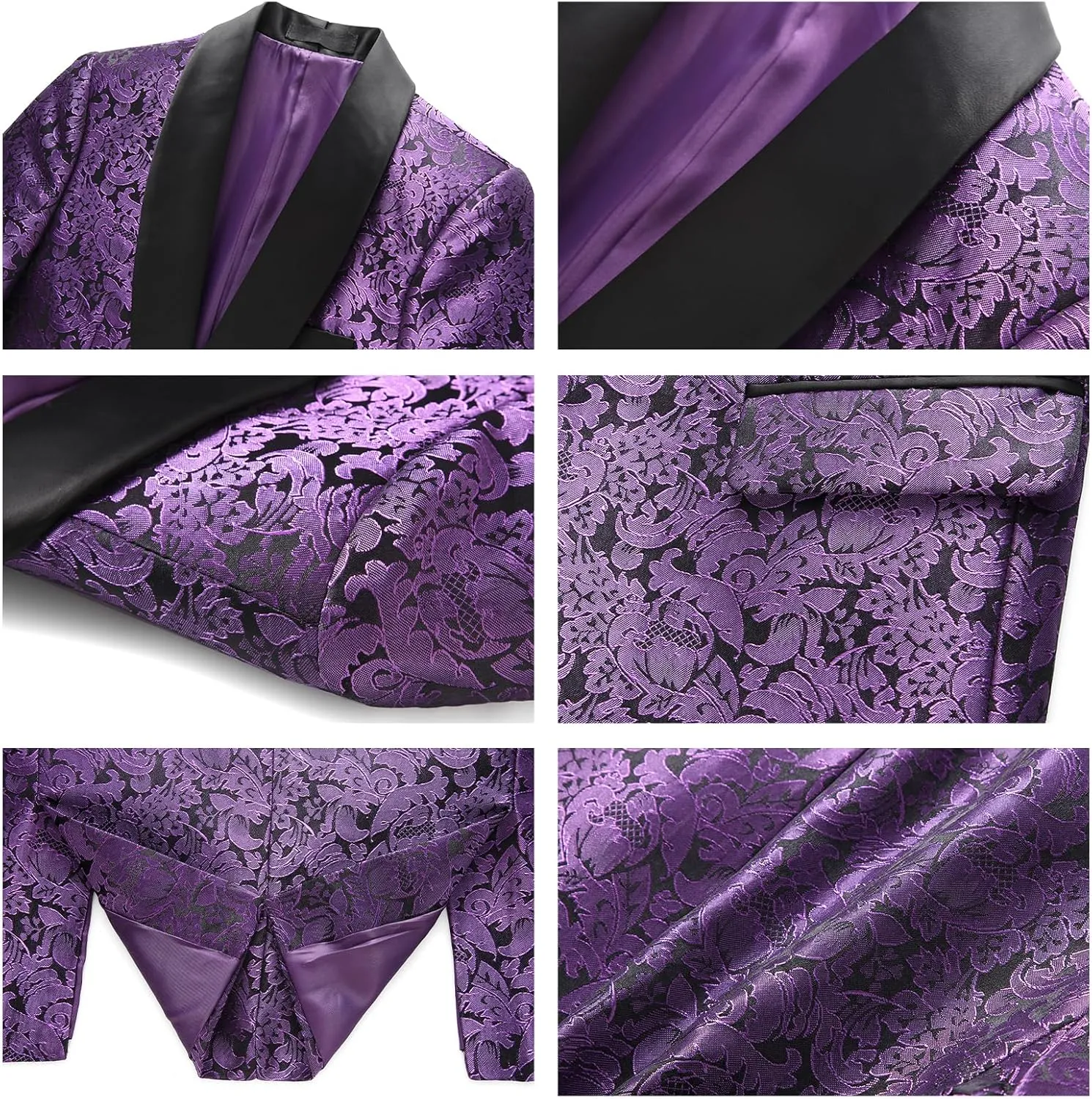 Lamgool Boys Suit 3 Pieces Slim Fit Tuxedo Formal Set with Floral Jacquard Jacket Pant Vest for Wedding Prom Party Size 4-16Y