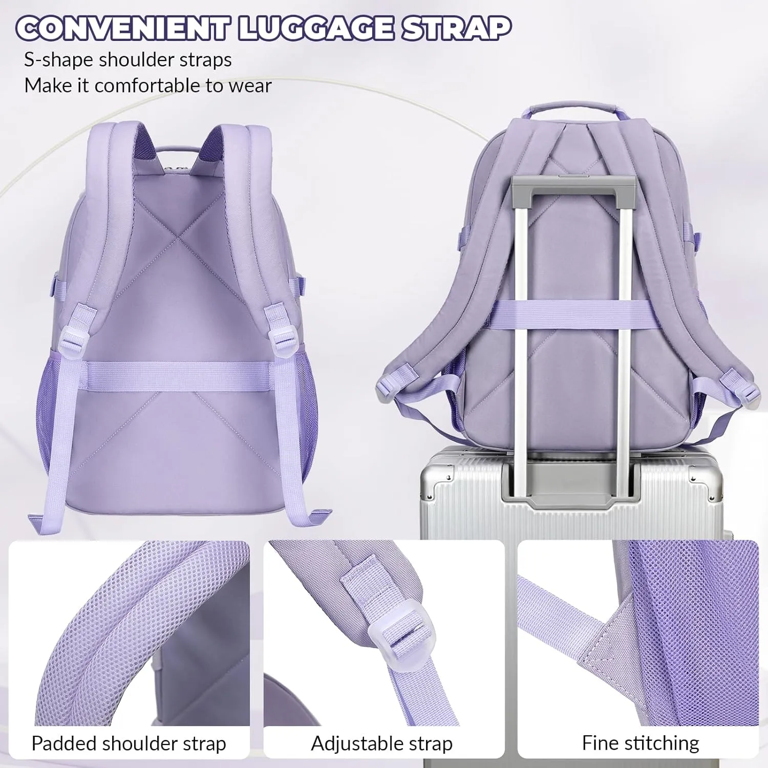 Lanola Travel Business Study Water Resistant Casual Backpack Lightweight Student School bag for Men Women - Gray