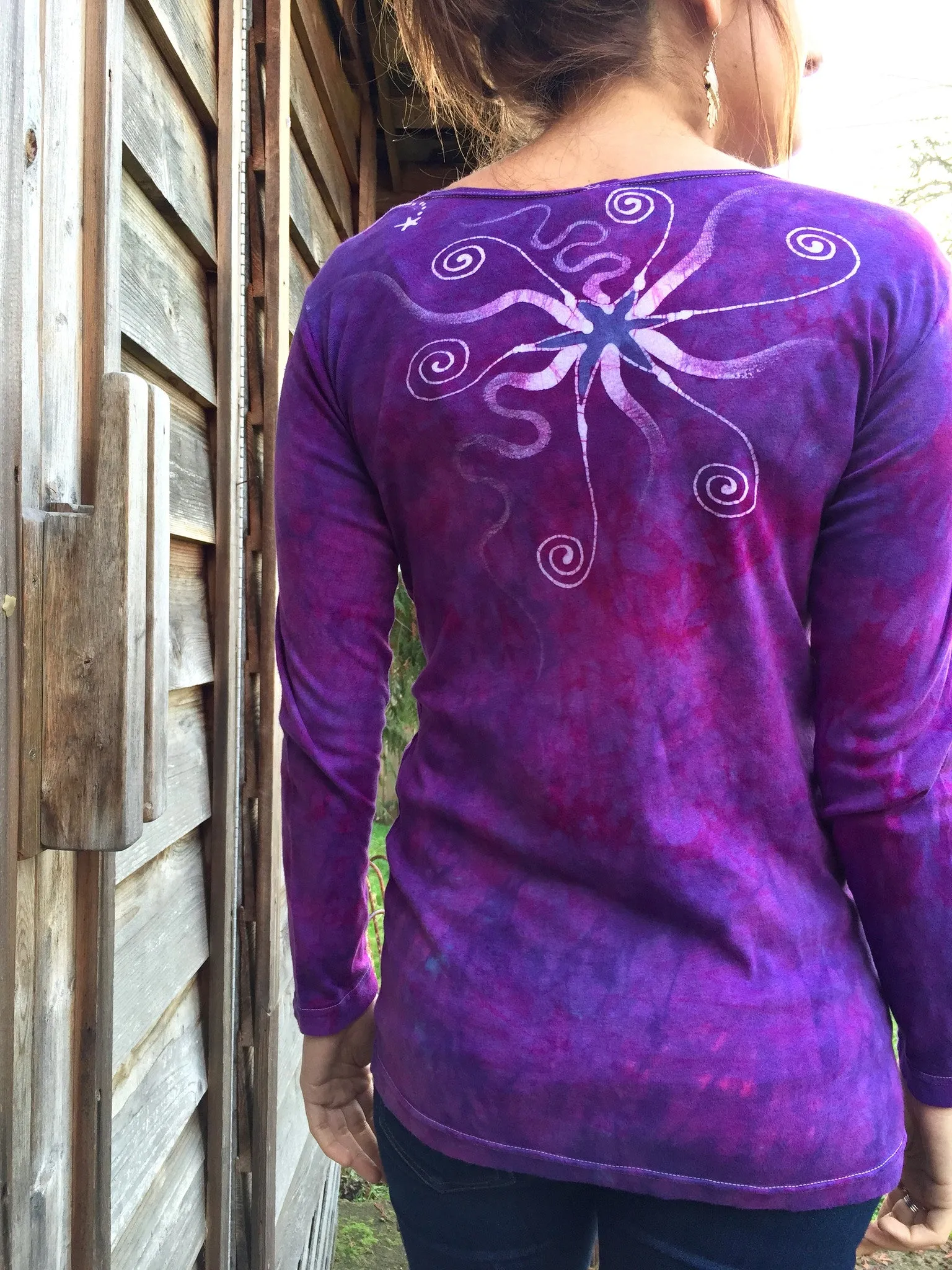 Lavender Moonbeams Long Sleeve Batik Tunic Top