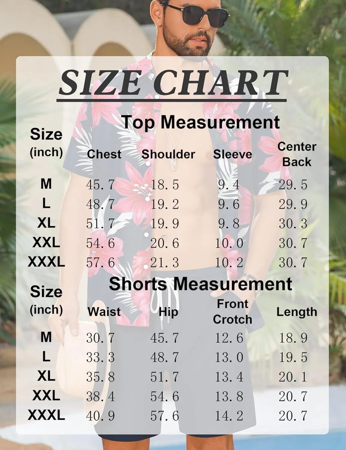 LecGee Men's 2 Piece Hawaiian Short Set Floral Button Down Shirt and Beach Shorts Summer Vacation Outfits for Men
