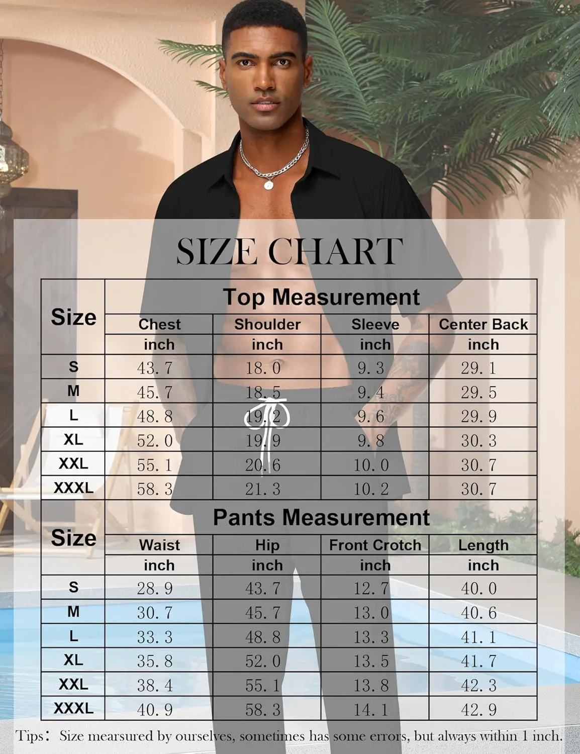 LecGee Men's 2 Piece Vertical Striped Textured Outfits Summer Casual Button Down Shirts And Pants Matching Sets