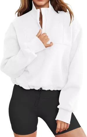 LEEDYA Womens Long Sleeve Half Zip Sweatshirts Oversized Casual Pullover Tops Fall Fashion Outfits 2025 Y2k Clothes