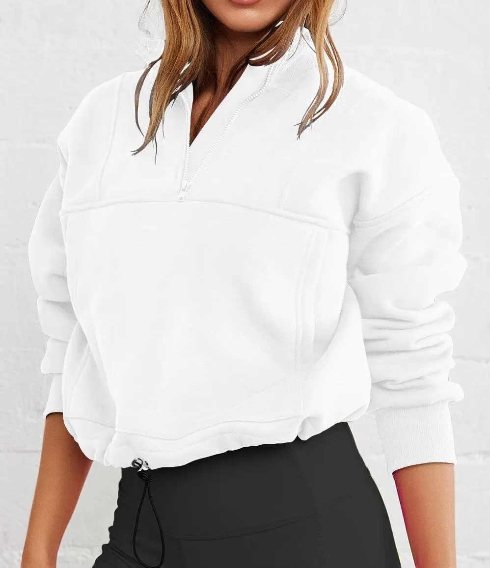 LEEDYA Womens Long Sleeve Half Zip Sweatshirts Oversized Casual Pullover Tops Fall Fashion Outfits 2025 Y2k Clothes