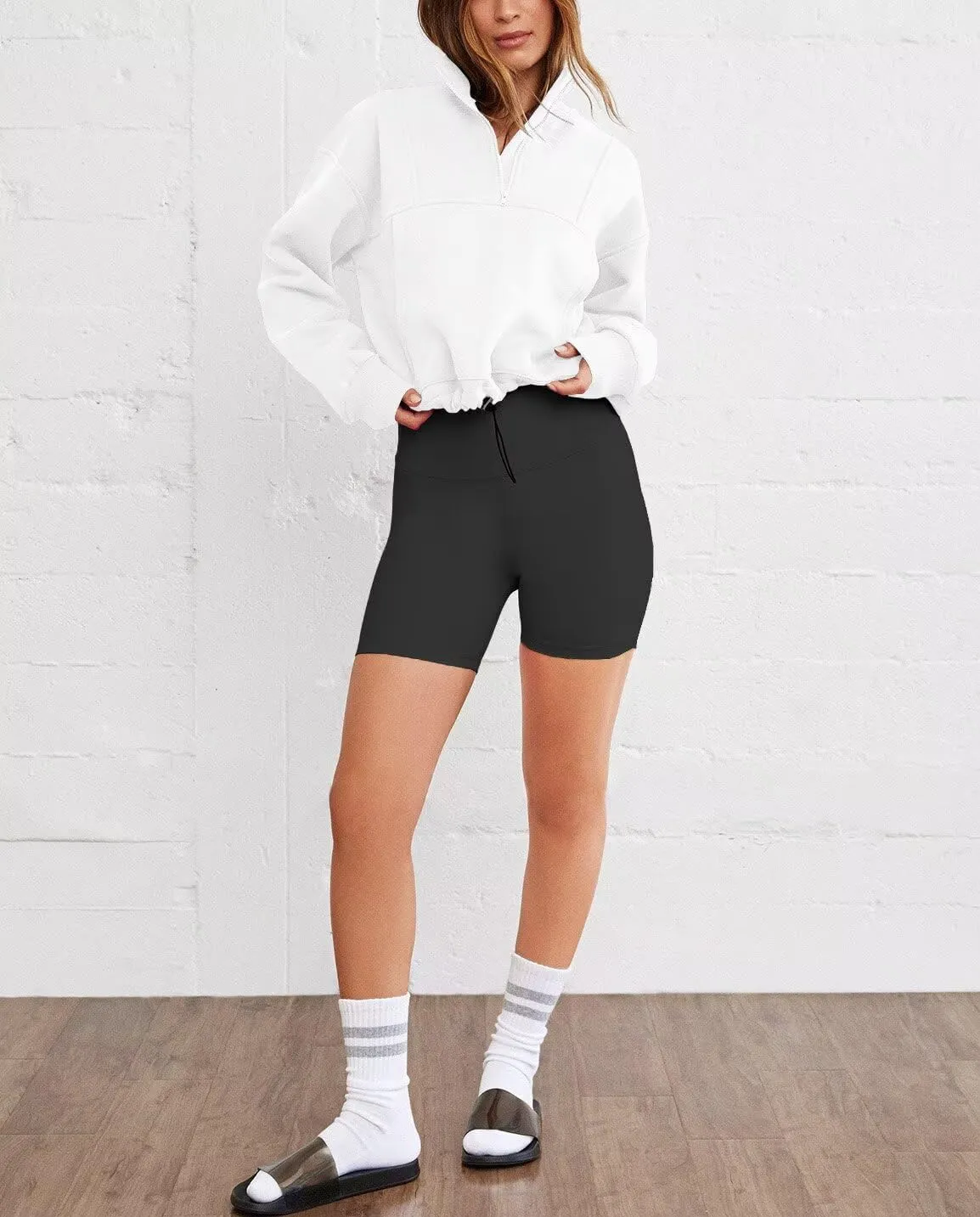 LEEDYA Womens Long Sleeve Half Zip Sweatshirts Oversized Casual Pullover Tops Fall Fashion Outfits 2025 Y2k Clothes