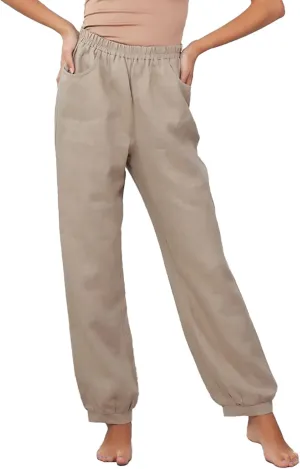 Linen Pants for Womens High Waisted Casual Loose Straight Pants Elasticity Waist Comfy 2025 Summer Travel Beach Trousers