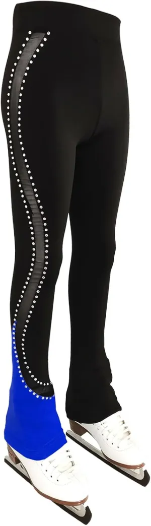 LIUHUO Ice Skating Pants Girls Women Stretchy Mesh Figure Skating Trousers Rhinestones Leggings