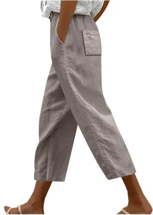 Loose Casual Harlan Pants for Women Drawstring Waist Wide Leg Lounge Pant Summer Casual Cropped Trousers with Pockets
