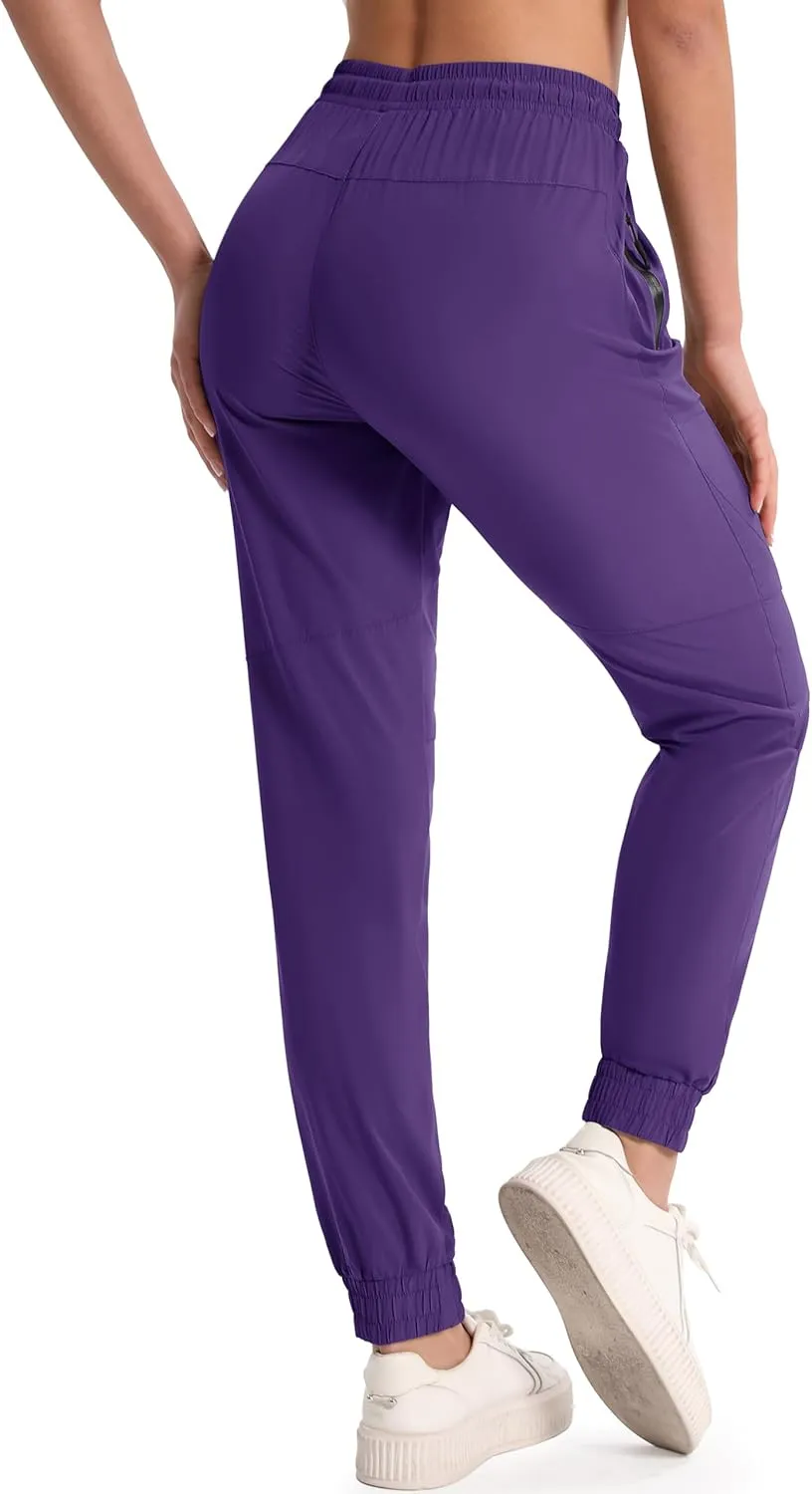 MAGCOMSEN Women's Hiking Cargo Joggers Quick Dry Lightweight Water Resistant Running Athletic Pants with 2 Pockets