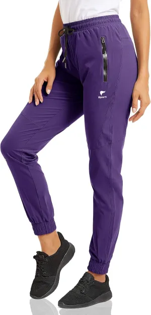 MAGCOMSEN Women's Hiking Cargo Joggers Quick Dry Lightweight Water Resistant Running Athletic Pants with 2 Pockets