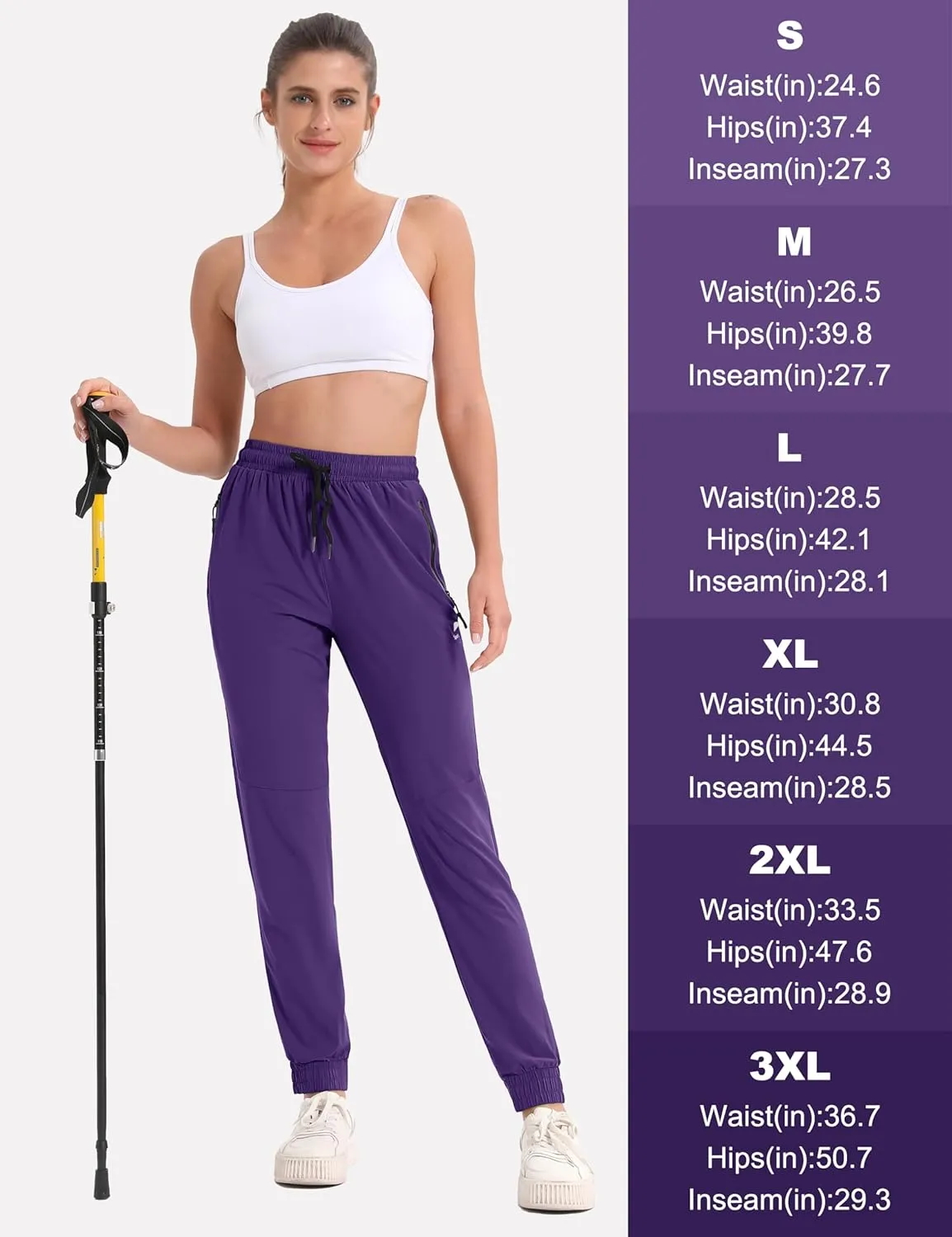 MAGCOMSEN Women's Hiking Cargo Joggers Quick Dry Lightweight Water Resistant Running Athletic Pants with 2 Pockets