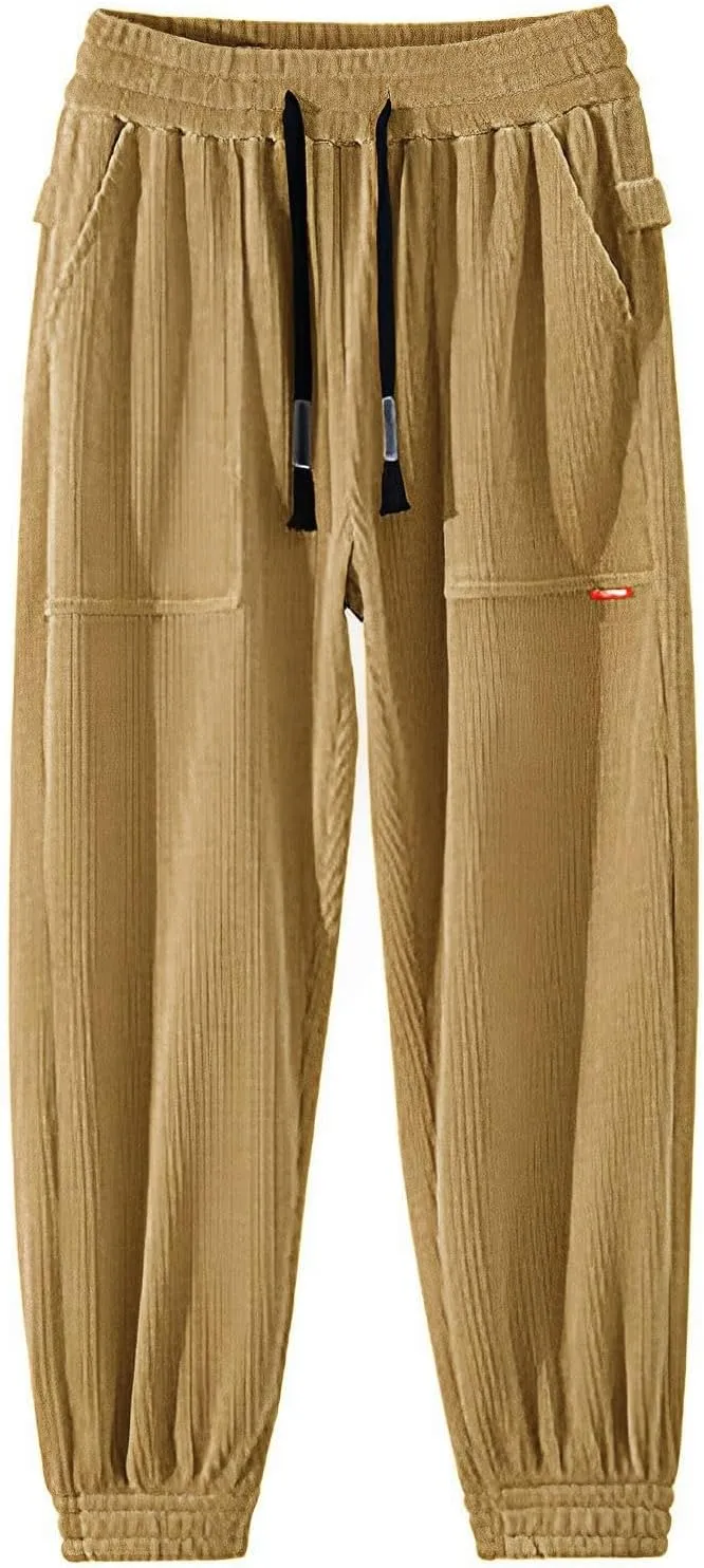 Male Autumn and Winter Heavy Corduroy Thickened Solid Color Trousers 8 Year