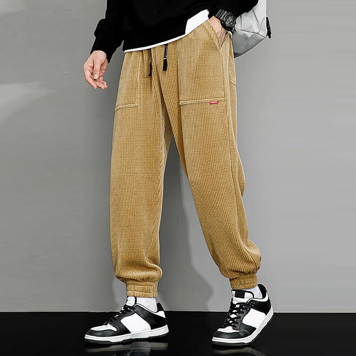Male Autumn and Winter Heavy Corduroy Thickened Solid Color Trousers 8 Year