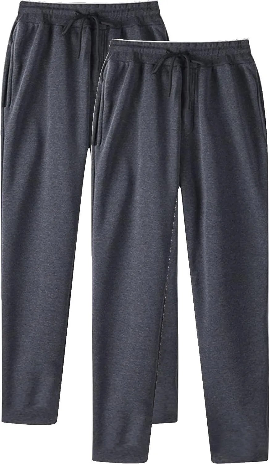 Male Hip Hop Pants Casual Solid Color Track Cuff Lace Up Workout Pants with Pocket 2 Pcs Men's Workout & Training