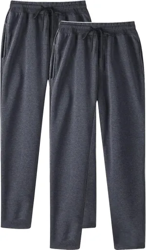 Male Hip Hop Pants Casual Solid Color Track Cuff Lace Up Workout Pants with Pocket 2 Pcs Men's Workout & Training