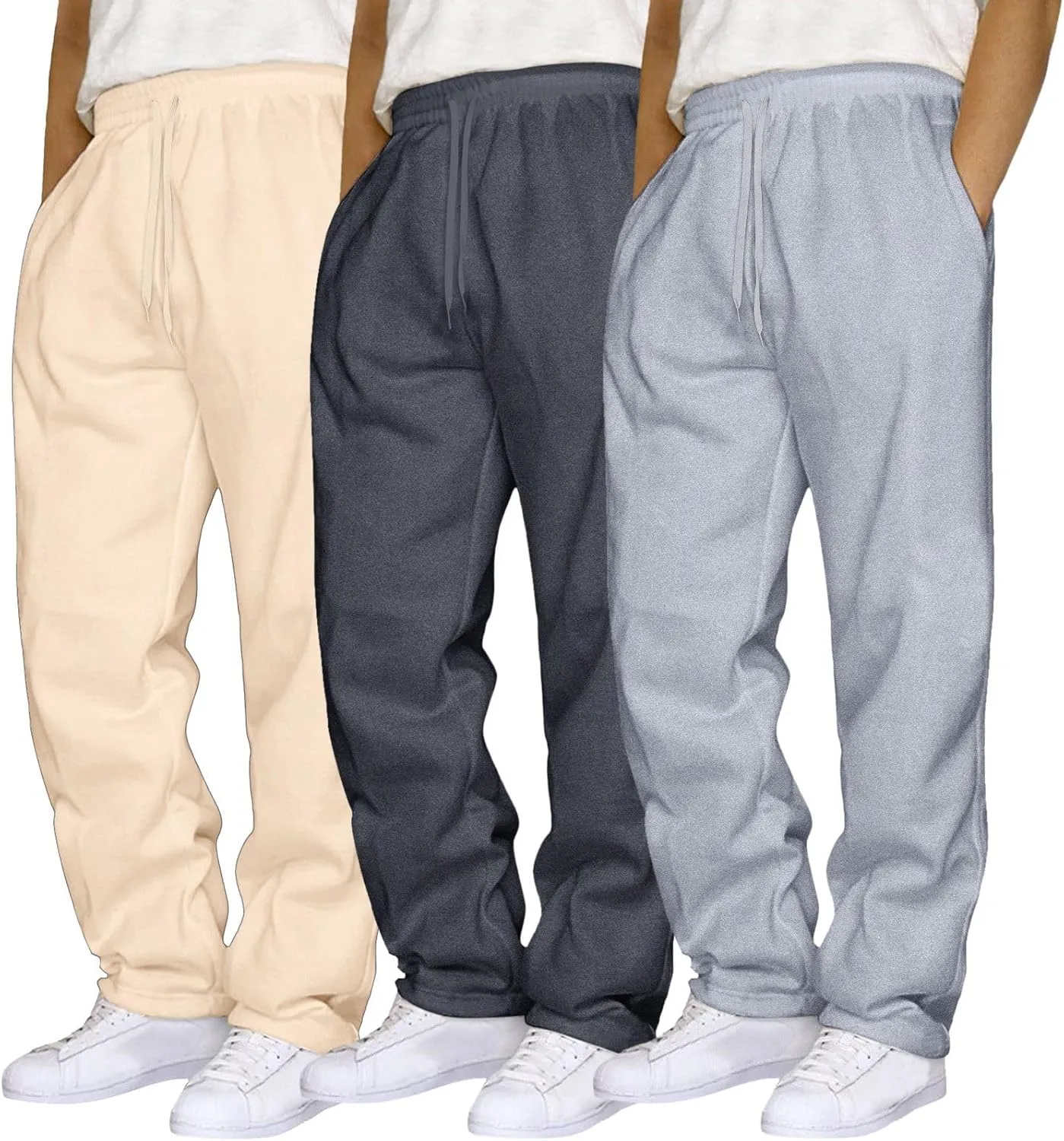 Male Hip Hop Pants Casual Solid Color Track Cuff Lace Up Workout Pants with Pocket Men S Pants with Elastic