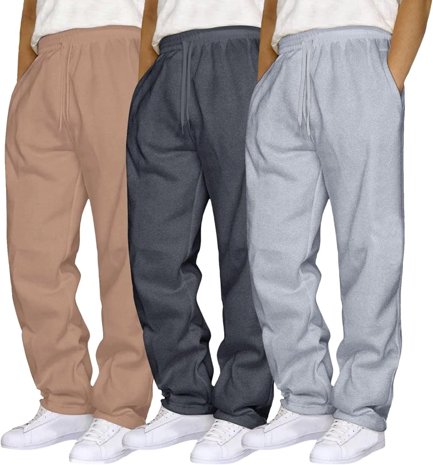 Male Hip Hop Pants Casual Solid Color Track Cuff Lace Up Workout Pants with Pocket Men S Pants with Elastic