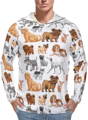 Many Cute Dogs of Different Breeds Men's Quick Dry Long Sleeve Shirts UV Sun Protection Moisture Wicking T-Shirt 2XL