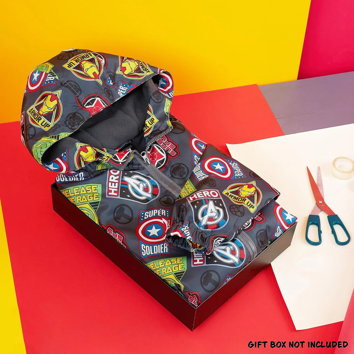 Marvel Boys Waterproof Jacket Avengers Spiderman Hooded Jacket Fleece Lining Raincoat for Boys Teenagers 4-14 Years