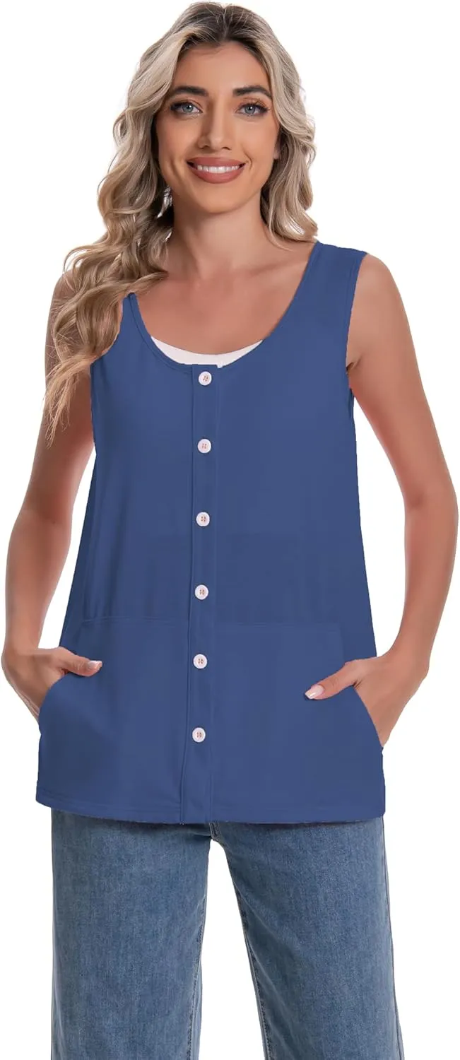Mastectomy Top Tank with Drain Pockets Post Surgery Recovery Must Haves Clothing Comfy Sleeveless Shirts