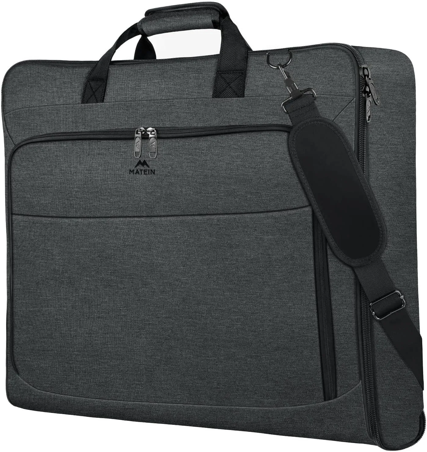 MATEIN Garment Bags for Hanging Clothes, Large Travel Suit Bag with Shoulder Strap for Business Trips, Foldable Luggage for Men Women, Wrinkle-Free Clothing Suitcase for Traveling, Dark Grey