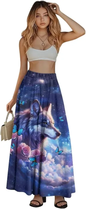 Maxi Skirts for Women Flowy Autumn Skirts with Pockets Pleated Skirt High Waisted Midi Long Skirt Reg and Plus Size S-XXL