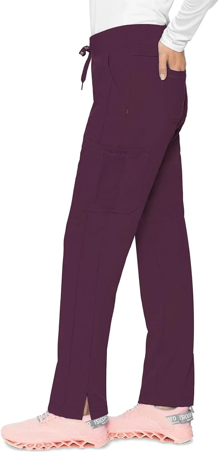 Med Couture Scrub Pants for Women, Jersey Waist Yoga Bottoms, 6 Pockets with Mid Rise Drawstring Waistband - MC7725